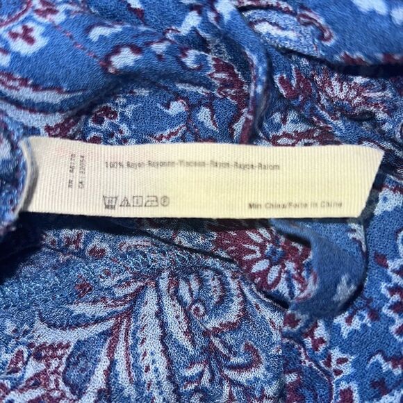 Intimately Free People Blue Flowy Ruffle Tiered Sleeveless Paisley Floral Top S - Picture 8 of 8